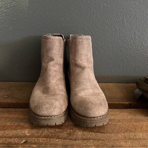 Suede Ankle Booties in Taupe - Women's Chelsea Style